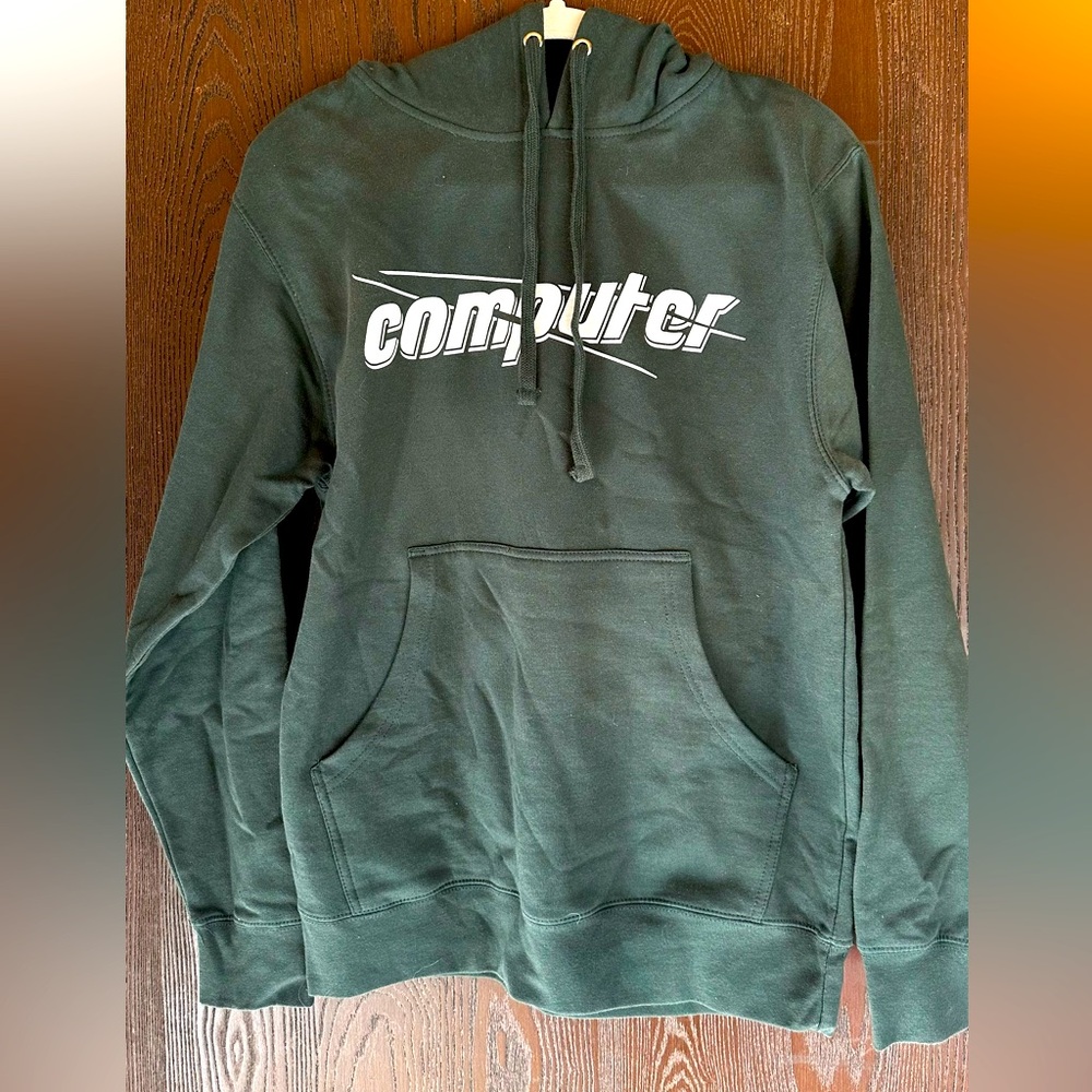 Teal Computer Hoodie, Unisex Size M